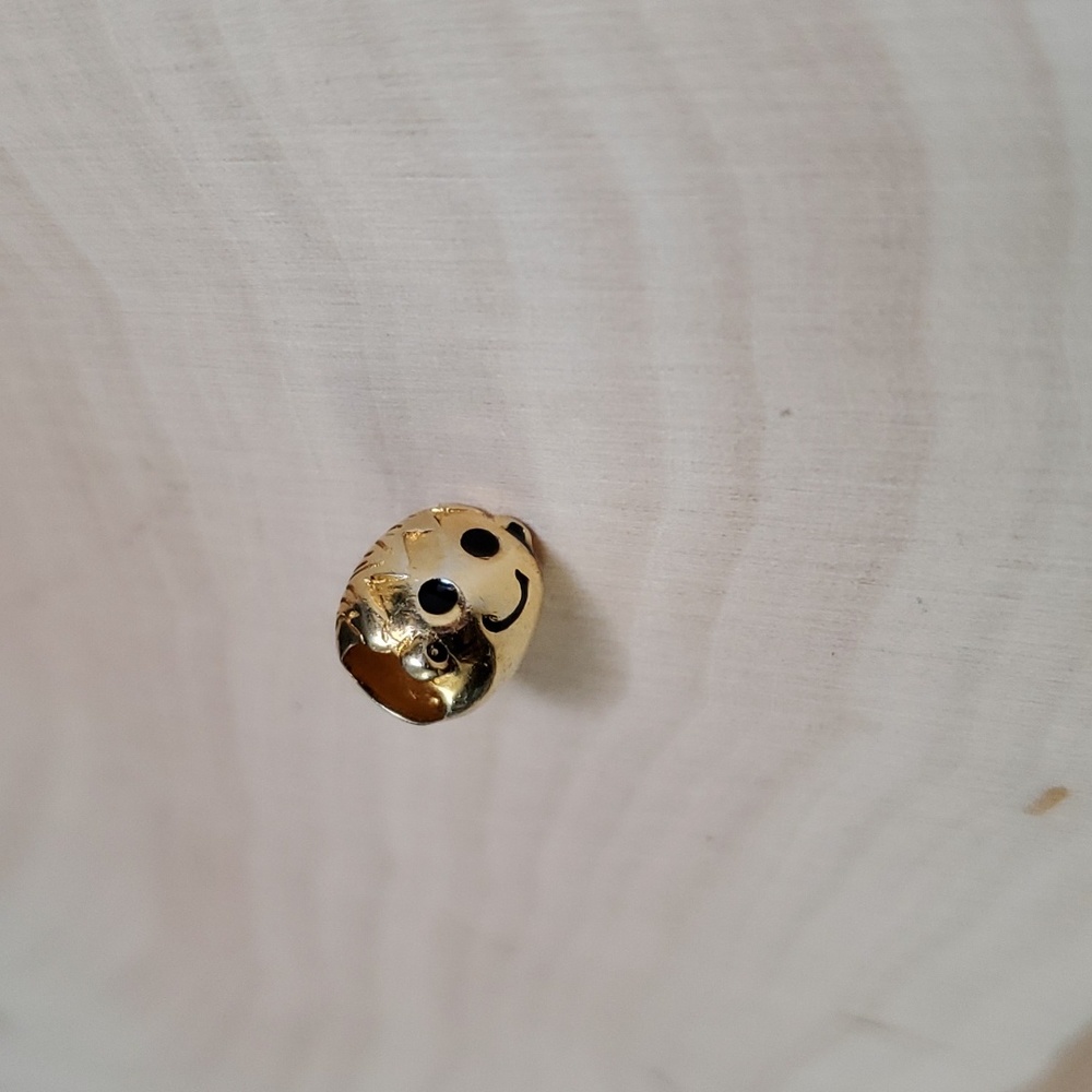 Sterling Silver 925 Gold-Plated Smiley Face Charm Bead – With Ears & Personality